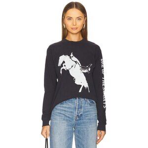 ONE OF THESE DAYS Fallin Rain Long Sleeve T-Shirt in Washed Black Small Womens T